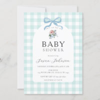 Blue and White Buffalo Check Plaid Baby Shower