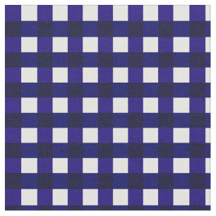Blue And White Buffalo Gingham Plaid Pattern Fabric