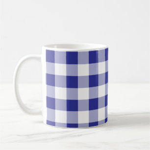 Blue and White Buffalo Plaid Pattern Trendy Coffee Mug