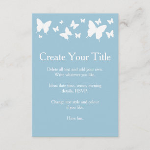 Blue and White Butterfly Wedding Invitation