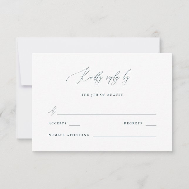 Blue and White Calligraphy Rsvp Response (Front)