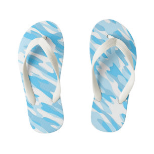 blue and white camo kid's flip flops