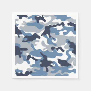 Blue and White Camouflage Napkin
