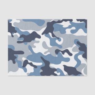 Blue and White Camouflage Tissue Paper
