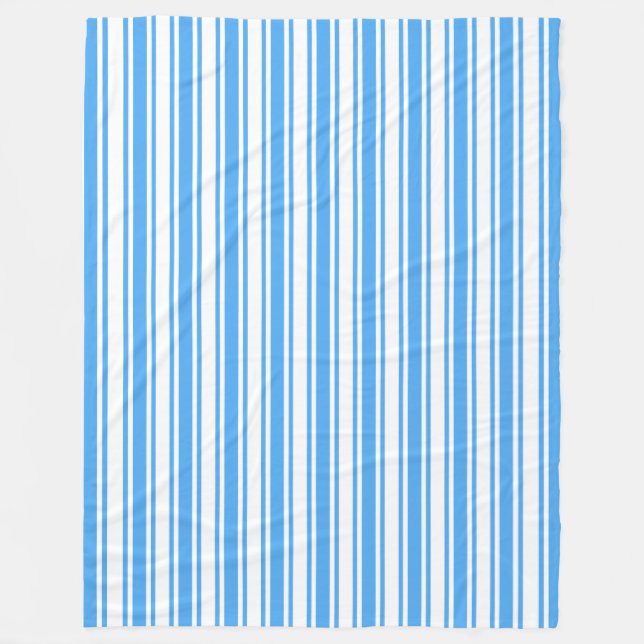 Blue and white candy stripes fleece blanket (Front)