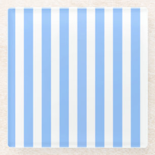 Blue and white candy stripes glass coaster