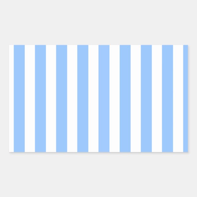 Blue and white candy stripes rectangular sticker (Front)