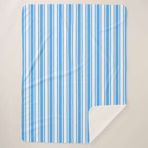 Blue and white candy stripes sherpa blanket