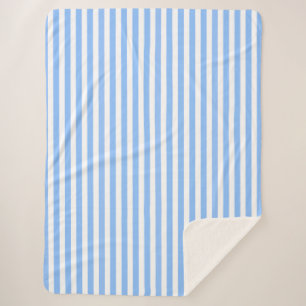 Blue and white candy stripes sherpa blanket