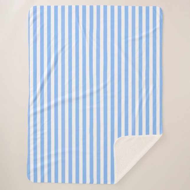 Blue and white candy stripes sherpa blanket (Front)