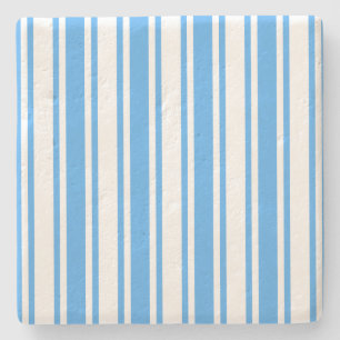 Blue and white candy stripes stone coaster