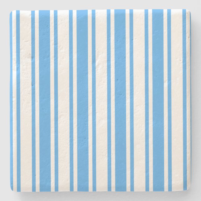 Blue and white candy stripes stone coaster (Front)