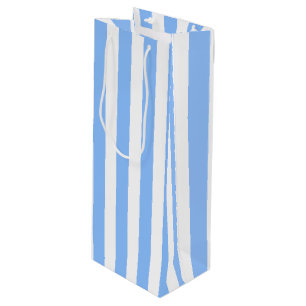 Blue and white candy stripes wine gift bag
