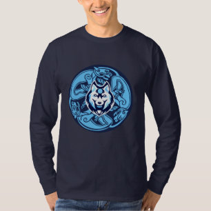blue and white celtic wolf design T-Shirt