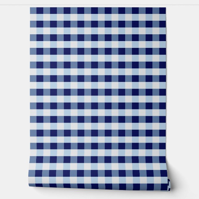 Blue and white check wallpaper (Unrolling)