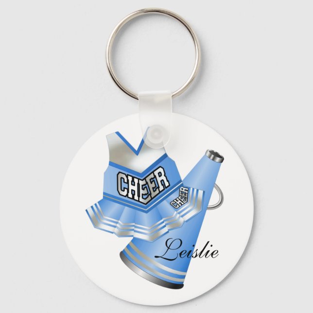 Blue and White Cheerleader KeyChain (Front)