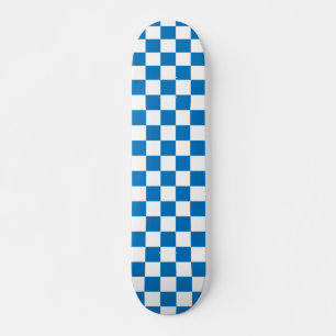 blue and white Chequerboard Pattern Skateboard
