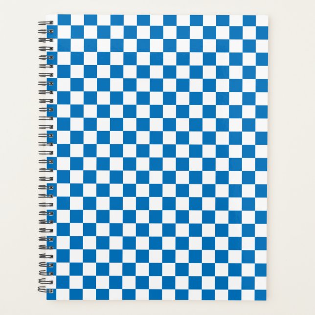 blue and white Chequered 2024 Planner (Front)