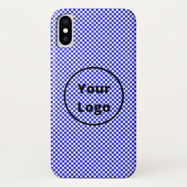 Blue and white chequered board pattern Case-Mate iPhone case (Back)