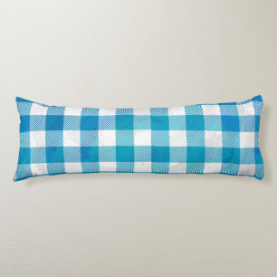 Blue and White Chequered Buffalo Plaid Body Cushion
