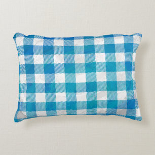 Blue and White Chequered Buffalo Plaid Decorative Cushion