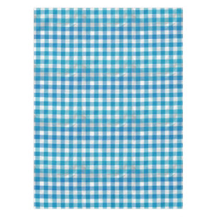 Blue and White Chequered Buffalo Plaid Tablecloth