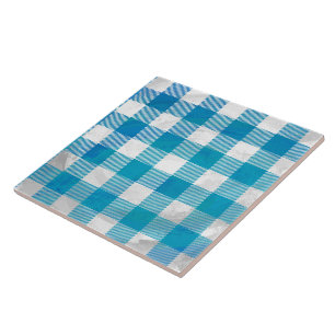 Blue and White Chequered Buffalo Plaid Tile