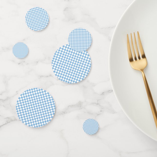 Blue and White Chequered Diamond Pattern Confetti (Group)