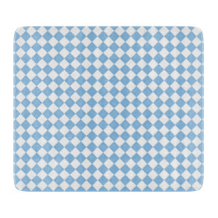 Blue and White Chequered Diamond Pattern Cutting Board