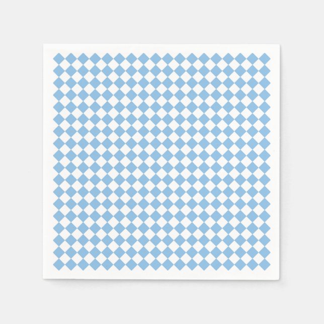 Blue and White Chequered Diamond Pattern Napkin (Front)