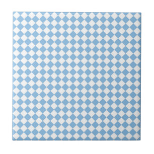 Blue and White Chequered Diamond Pattern Tile