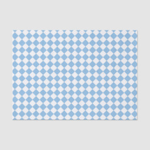 Blue and White Chequered Diamond Pattern Tissue Paper