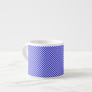 Blue and White Chequered Espresso Mug