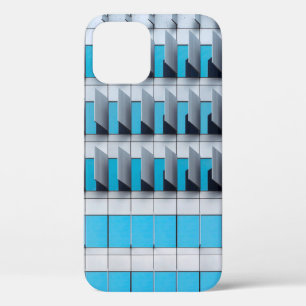 Blue and white chequered illustration iPhone 12 case