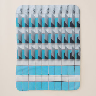 Blue and white chequered illustration sherpa blanket