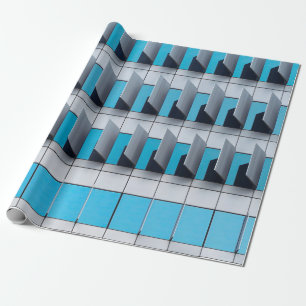 Blue and white chequered illustration wrapping paper