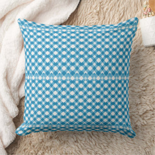 Blue and white chequered pattern  cushion