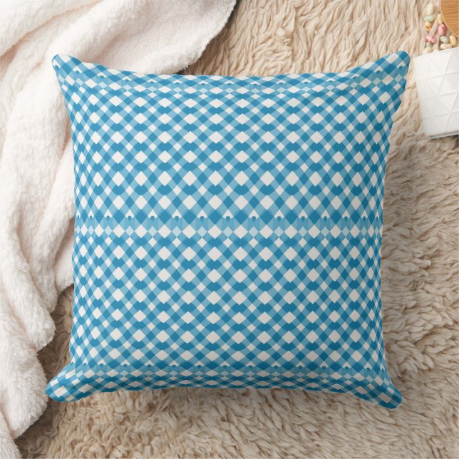 Blue and white chequered pattern  cushion (Blanket)