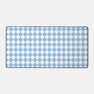 Blue and White Chequered Pattern Desk Mat