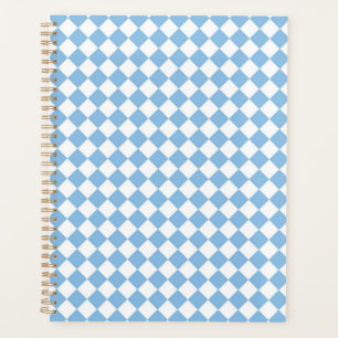 Blue and White Chequered Pattern Planner