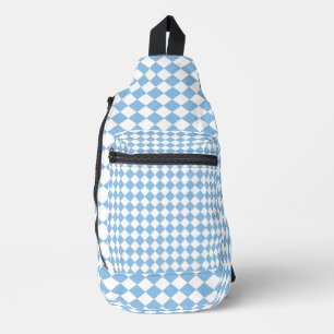 Blue and White Chequered Pattern Sling Bag