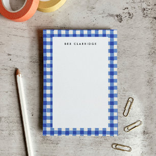 Blue and White Chequered Personalised Post-it Notes