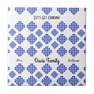 Blue and White Chequered  Tile