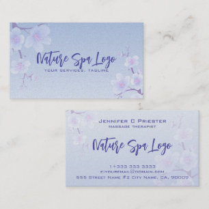 Blue And White Cherry Blossom Nature Spa Business Card