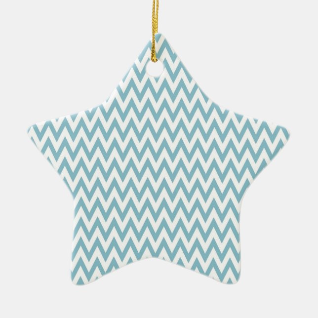 Blue and White Chevron Ceramic Tree Decoration (Front)