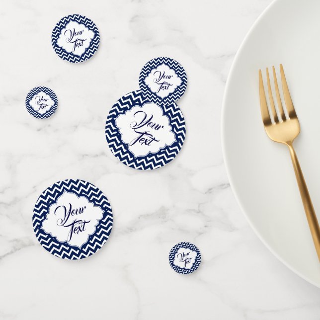Blue And White Chevron Confetti (Group)