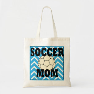 Blue and White Chevron Soccer Mum Tote Bag