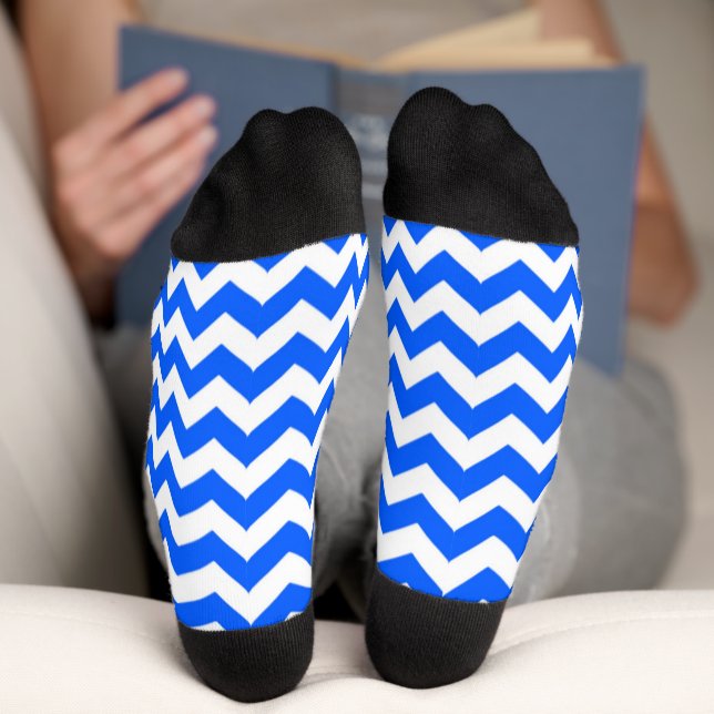 Blue and white chevron stripes socks (Bottom)