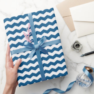 Blue And White Chevron Wrapping Paper