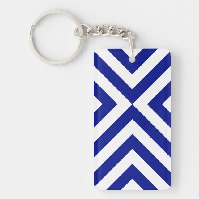Blue and White Chevrons Key Ring (Front)